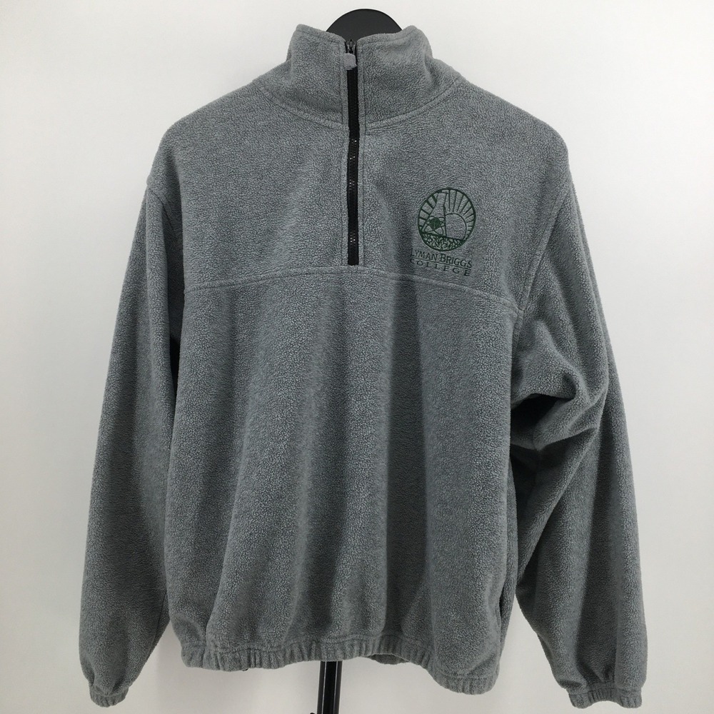 Lyman Briggs College Michigan State Fleece Pullover Unisex Medium Gray 1/4 Zip